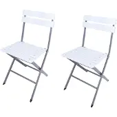 Generic Rebecca Mobili 2er-Set Gartenklappstühle aus weißem und grauem Kunststoff