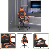The Living Store Gaming-Stuhl Drehbar Schwarz und Orange Kunstleder