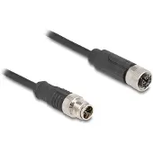 DeLOCK M12 Kabel X-kodiert 8 Pin Stecker zu Buchse PVC 5 m, 5 m, Cat5e, S/FTP (S-STP), M12, M12, Schwarz
