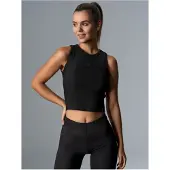 Trigema Crop-Top "Cropped Top aus elastischem Doppelripp", Damen, Gr. M, schwarz, Feinripp, 90% Baumwolle, 10% Elastan, Basic, Rundhals, Tops Crop-Top