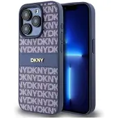 DKNY Dkhcp15lprthslb Iphone 15 Pro 6.1 Niebieski Leather Mono Stripe Handyhülle