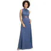 Vera Mont Abendkleid "Abendkleid rückenfrei", Damen, Gr. 34, EURO, blau (blau stone), 100% Polyester Pol. recyc.., Kleider Abendkleid