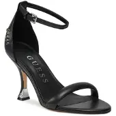 GUESS Damen Sandalen mit Blockabsatz, Schwarz, Leder, Größe 39 EU