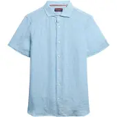 Superdry für Herren. M4010937A Kurzärmeliges Leinenhemd Vacation blau (M), Lässig, Kurzarm