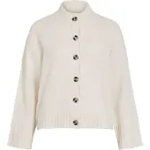 Vila Strickjacke , Damen, Gr. L, beige (birch detail:melange), Strick, Obermaterial: 70% Polyester, 20% Polyacryl, 10% Nylon, meliert, normal, hoch geschlossener Ausschnitt, Strickjacken Strickjacke