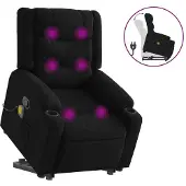 Syfax Massagesessel mit Aufstehhilfe Schwarz Stoff