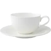 Villeroy & Boch Tasse "Cappuccinotasse mit Untertasse New Cottage Basic 290 ml weiß", weiß, Porzellan, Trinkgefäße, Tasse