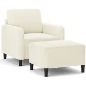 Syfax Sessel mit Hocker Creme 60 cm Samt