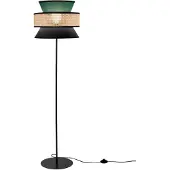 LUCE Design Stehlampe Gazebo, grün/schwarz/natur, 147 cm, Stoff/Rattan