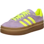 Adidas Sneaker ORIGINALS "GAZELLE BOLD", Damen, Gr. 40,5, powder plum, solar gelb, gold metallic, Leder, Synthetik, Schuhe Sneaker
