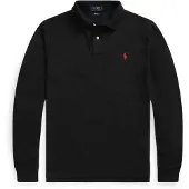 Ralph Lauren für Herren. 710681126037 Langärmeliges Piqué-Poloshirt in schmaler Passform Schwarz (XL), Lässig, Baumwolle, Langarm