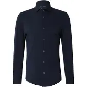 Marc O'Polo Langarmhemd , Herren, Gr. XXL, N-Gr, schwarz (schwarz navy 898), Piqué, Obermaterial: 100% Baumwolle, 2-Knopf-Manschette, Hemden Langarmhemd, Shaped Fit, mit feiner Piqué-Struktur