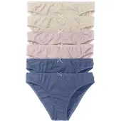 Bonprix Slip , Damen, Gr. 52/54 (XXL), 6 Stk., beige (sandbeige, rosa, indigo), Obermaterial: 95% Baumwolle, 5% Elasthan, Unterhosen Slip, klassische Passform, Zwickel aus Baumwolle, weiche Faser