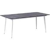 Beliani Gartentisch Grau u. Weiß HPL-Platte Steinoptik Rechteckig 180x90 cm mit Metallgestell Aluminium Modern Outdoor Esstisch für 6 Personen