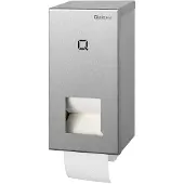 Qbic-Line Toilettenpapierhalter Edelstahl geschliffen für 2 Standard Toilettenpapierrollen, mit Sic