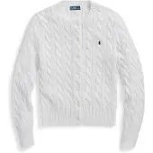 Ralph Lauren für Damen. 211971868007 Strickjacke aus Baumwolle in weißem Ecru-Stoff (M), Lässig