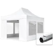 TOOLPORT 3x4,5m Stahl Faltpavillon, inkl. 4 Seitenteile, weiß