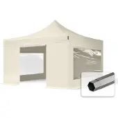 TOOLPORT 4x4m Stahl Faltpavillon, inkl. 4 Seitenteile, creme