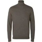 Selected Rollkragenpullover "SLHZREG-KRIS KNIT ROLL NECK", Herren, Gr. L, morel, Strick, Obermaterial: 100% Baumwolle, unifarben, regular fit, Rippbündchen, Pullover Rollkragenpullover