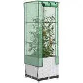 vidaXL Hochbeet mit Gewächshaus-Aufsatz Rattan-Optik 40x40x139 cm