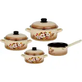 GSW Topf-Set "Madeira" je 1 Kochtopf 16/20/24 cm, 1x Stielkasserolle 16 cm, 7 Stk. tlg. Stahl-Emaille