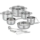 GSW Topf-Set "Toronto", silber (silberfarben), 2,8 l, Töpfe, Topf-Set, mehrteiliges Kochtopf-Set aus Edelstahl inkl. praktischer Küchenhelfer