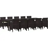 vidaXL Garten Essgruppe 11 stk. Braun und Creme Rattan