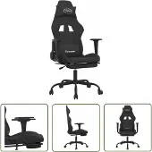 The Living Store Gaming-Stuhl mit Fußstütze Schwarz Stoff