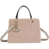 Gallantry Paris Gallantry, Damen Handtasche Plüsch mit goldenem Anhänger und Gurt, Taupe