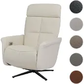 Mendler Relaxsessel HWC-L10, TV-Sessel Liegesessel, Liegefunktion drehbar, elektrisch verstellbar creme-weiß