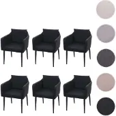 Mendler 6er-Set Esszimmerstuhl HWC-H93, Küchenstuhl Lehnstuhl Stuhl Kunstleder schwarz