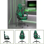 The Living Store Gaming-Stuhl mit Fußstütze Schwarz und Grün Kunstleder