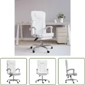 The Living Store Bürostuhl mit Liegefunktion Weiß Kunstleder