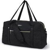 Unyqoos Handgepäck-Reisetasche Weekender für Damen, 19,5 x 8,2 x 11,5 inch, 15,6" Laptopfach, separates Schuhfach, 1 wasserdichte Tasche, Schwarz