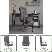 The Living Store Bürostuhl mit Liegefunktion Grau Kunstleder