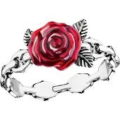 Thomas Sabo Fingerring "Roses Romance" Gr. 52, bunt (silberfarben, rot), Fingerringe, Damen, 52, Silber 925 (recycelt), 4,5mm, Fingerring