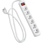 Hama 00030533, 6 AC-Ausgänge, 230 V, 50 Hz, 3500 W, Weiß, 3 m