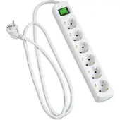 Hama Steckdosenleiste "Steckdosenleiste 6 fach, mit Schalter, Mehrfachsteckdose, 3 m", weiß, B:5cm H:34cm T:5cm, Kunststoff, Steckdosenleisten, Steckdosenleiste