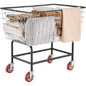 Vevor Draht Wäschekorb, 4,5 Scheffel Draht Wäschekorb mit Rädern, 26,4 x 15,7 x 26 Zoll Kommerziellen Draht Wäschekorb Warenkorb, Stahlrahmen mit Chrom-Finish