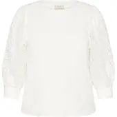 KAFFE CURVE Longtop "Damen Langarm-Shirt KCbella", Damen, Gr. S, weiß (chalk), Obermaterial: 94% Viskose CV. 6% Elasthan EL., Tops Longtop
