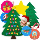 Zolta Adventskalender Weihnachtsbaum Filz mit Geschenktaschen 90cm + DIY Dekorationen