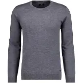Ragman Rundhalspullover , Herren, Gr. 50, grau (anthrazit), Strick, 100% Wolle, ohne Ausschnitt, Pullover Rundhalspullover