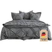 Intirilife Bettbezug Kissenbezug - GRAU - Bettwäsche für Schlafzimmer und Kinderzimmer Jugendzimmer