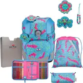 DERDIEDAS ErgoFlex Tiny Schulrucksack 5-teiliges Set Happy Pixel