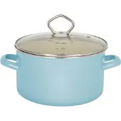Kruger Fleischtopf KRÜGER "Sylt", blau (pastell, blau), B:20cm H:12cm L:28cm Ø:20cm, Töpfe, Fleischtopf, Induktion