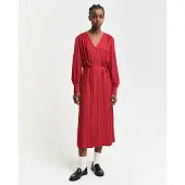 Gant für Damen. 4503360 Gestreiftes Hemdkleid aus rotem Satin (40), Lässig, Viskose, Langarm