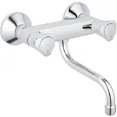 GROHE Costa Zweigriff-Spültischarmatur, Ausladung 200mm, schwenkbar, Wandmontage, 31187001