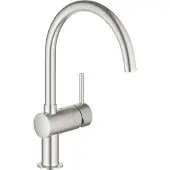GROHE Minta Einhand-Spültischarmatur, Ausladung 223mm, C-Auslauf, schwenkbar, 32917DC0, Farbe: Supersteel