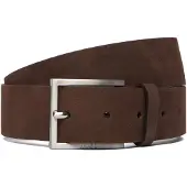 HUGO Ledergürtel "Mirto_Sz35", Herren, Gr. 105, braun (schwarz braun 202), Leder, unifarben, Gürtel Ledergürtel, aus Veloursleder mit Logo-Gravur auf der Dornschließe