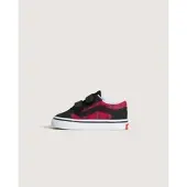 Vans Sneaker "OLD SKOOL V", Jungen, Gr. 26,5, schwarz (rot, schwarz), Synthetik, Textil, Schuhe Sneaker, mit Klett